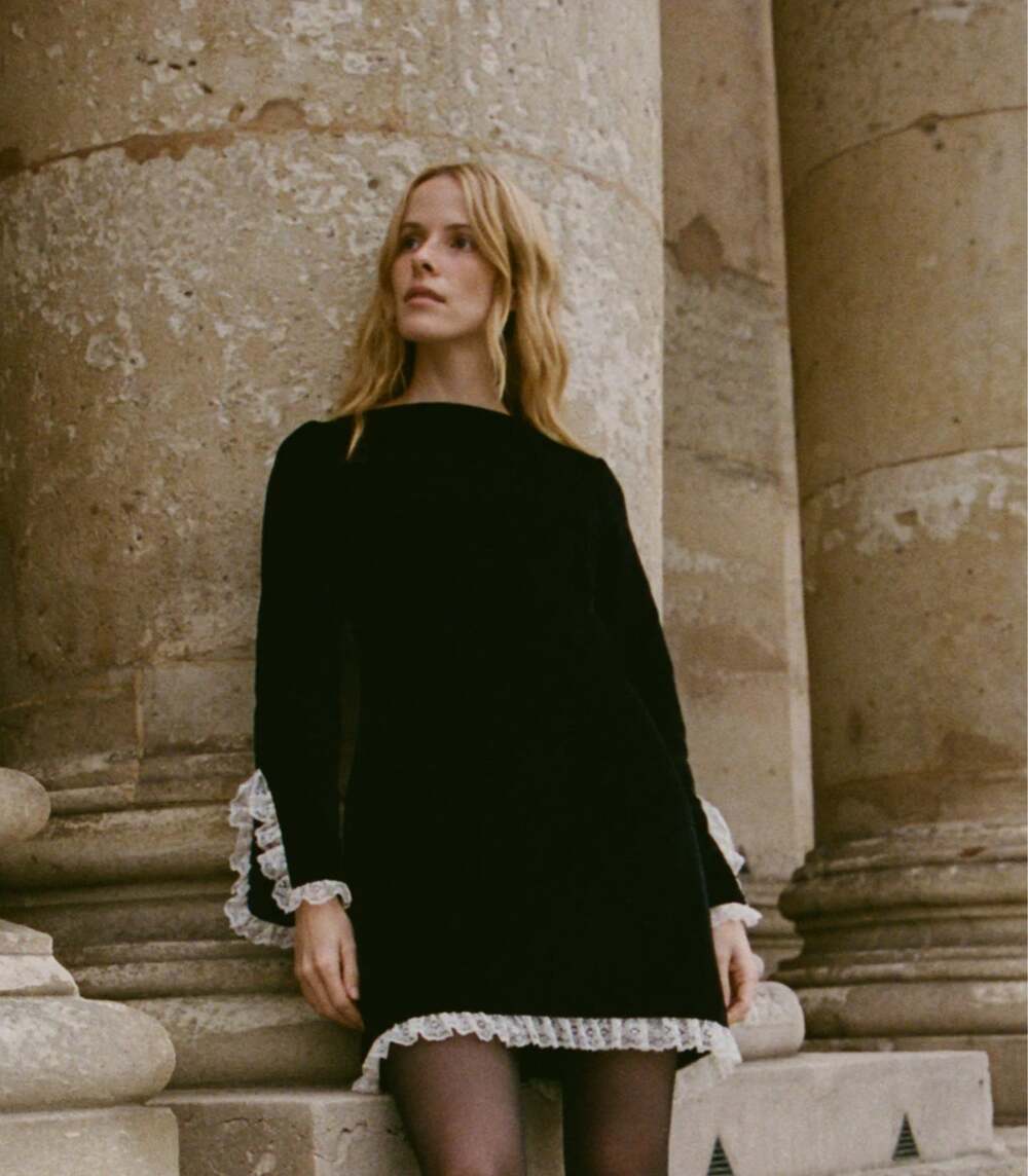 New Doen Black Velvet SAVINE mini DRESSsz S